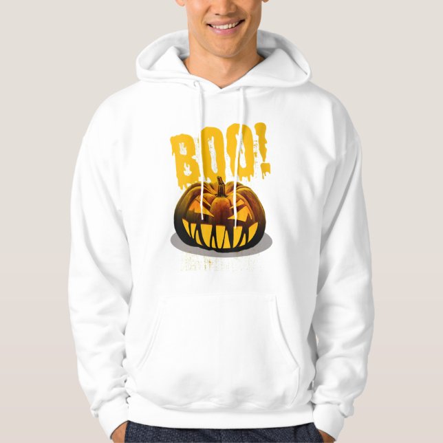 Womens Funny Gift Boo Pumkin Halloween Scary Hoodie (Front)