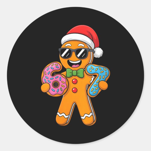 Womens Funny Gingerbread Six Seven 67 Ice Cream Ch Classic Round Sticker (Front)