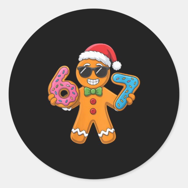 Womens Funny Gingerbread Six Seven 67 Ice Cream Ch Classic Round Sticker (Front)