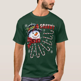 Womens Funny Granny Christmas Snowman with Candy C T-Shirt