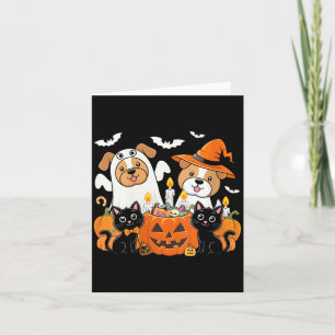 Womens Funny Halloween Dog Dressed As Ghost Card