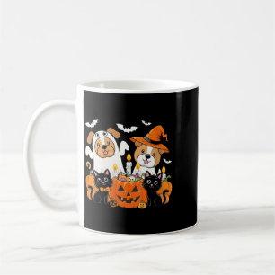 Womens Funny Halloween Dog Dressed As Ghost Coffee Mug
