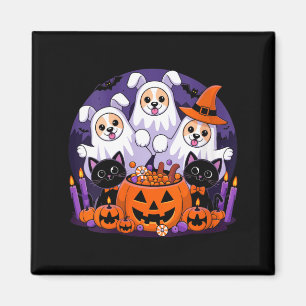Womens Funny Halloween Dog Dressed As Ghost Magnet