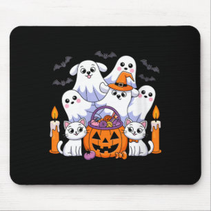 Womens Funny Halloween Dog Ghost Halloween Dog For Mouse Mat