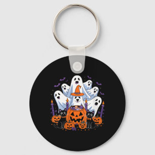 Womens Funny Halloween Dog Ghost Halloween Dog Men Key Ring