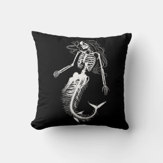 Womens Funny Halloween Mermaid Skeleton Gift Cool Cushion