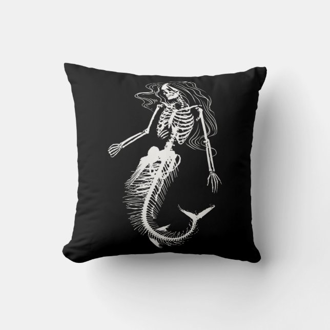 Womens Funny Halloween Mermaid Skeleton Gift Cool Cushion (Front)