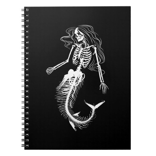 Womens Funny Halloween Mermaid Skeleton Gift Cool Notebook (Front)