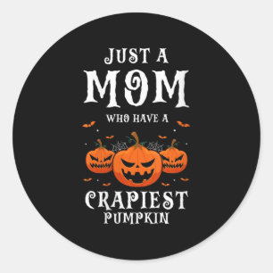 Womens Funny Halloween Mom With The Silliest Pumpk Classic Round Sticker