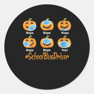 Women's Funny Halloween School Bus Driver Pumpkin Classic Round Sticker