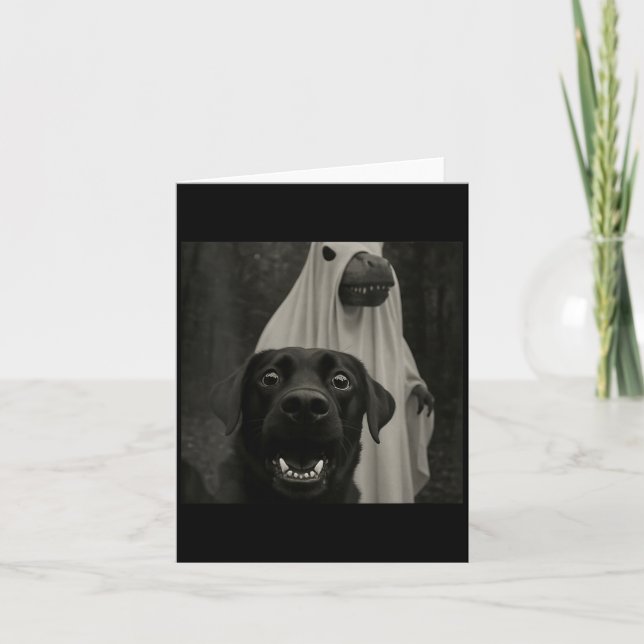 Womens Funny Halloween Selfie Black Lab With Card (Front)