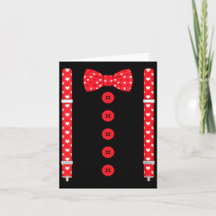 Women's Funny Hearts Bow Tie Suspenders Valentine' Card