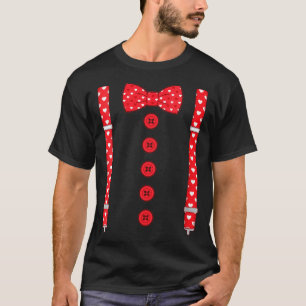 Women's Funny Hearts Bow Tie Suspenders Valentine' T-Shirt