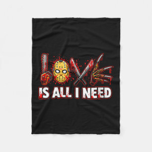 Womens Funny Horror Love Is All I Need Slasher Val Fleece Blanket