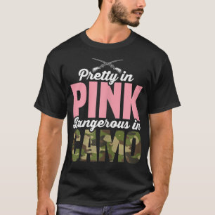 Womens Funny Hunting Lover Pink Camo Graphic Women T-Shirt