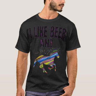 Womens Funny I Like Beer And Unicorns design Adult T-Shirt