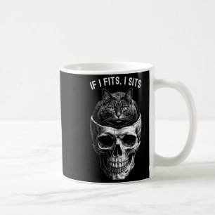 Womens Funny If Fits Sit Black Cat Skull Coffee Mug