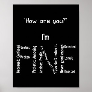 Womens Funny Im Fine Depression Mental Health Awar Poster
