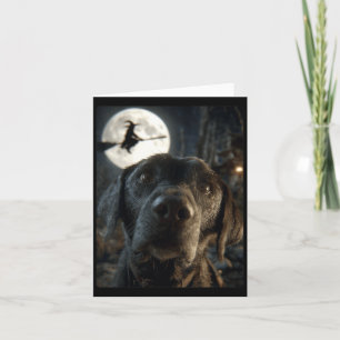 Womens Funny Labrador Selfie Full Moon Flying Card