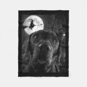 Womens Funny Labrador Selfie Full Moon Flying Fleece Blanket