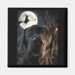 Womens Funny Labrador Selfie Full Moon Flying Magnet