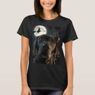 Womens Funny Labrador Selfie Full Moon Flying T-Shirt