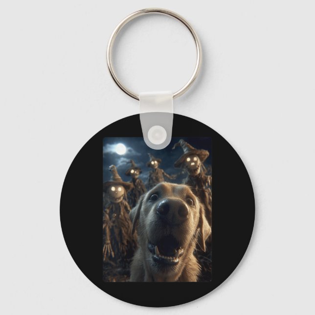 Womens Funny Labrador Selfie With Scarecrows Key Ring (Front)
