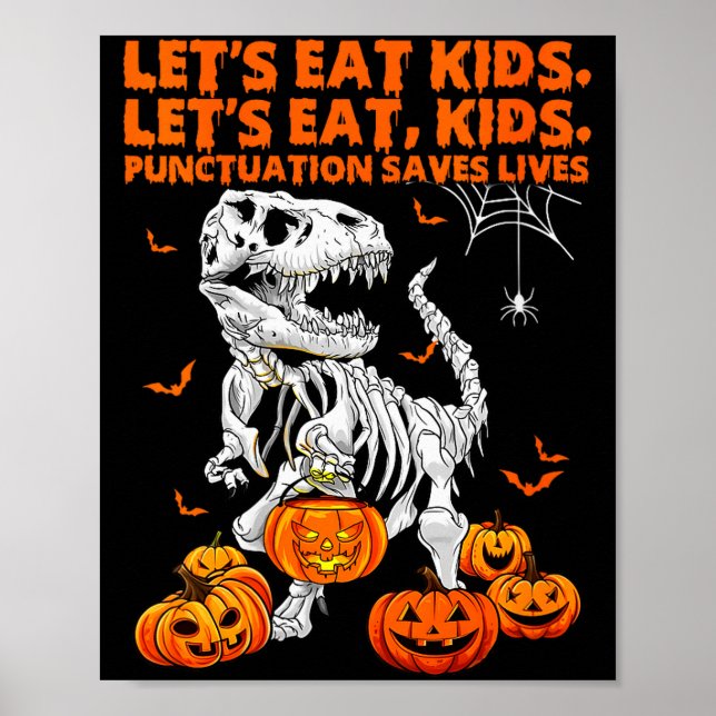 Womens Funny Let's Eat Kids Punctuation Saves Gram Poster (Front)