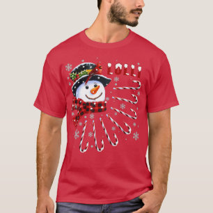 Womens Funny Lolli Christmas Snowman with Candy Ca T-Shirt