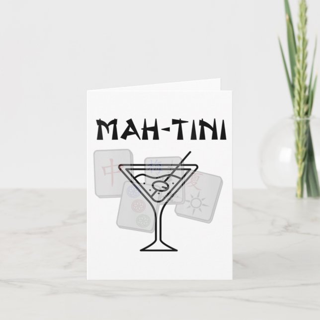 Womens Funny Mahjong Martini Tail Mah Jongg V-neck Card (Front)