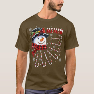 Womens Funny Memaw Christmas Snowman with Candy Ca T-Shirt