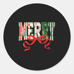 Womens Funny Merry Christmas Crew 2025 Coquette Fa Classic Round Sticker