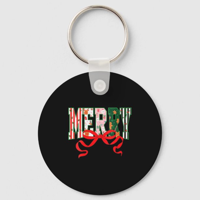 Womens Funny Merry Christmas Crew 2025 Coquette Fa Key Ring (Front)