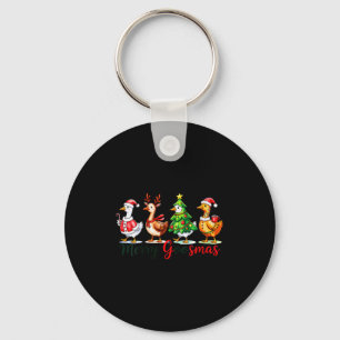 Womens Funny Merry Goosmas Goose Christmas Holiday Key Ring
