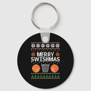 Womens Funny Merry Swishmas Xmas Basketball Ugly C Key Ring