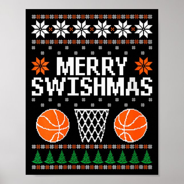Womens Funny Merry Swishmas Xmas Basketball Ugly C Poster (Front)