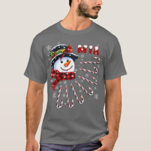 Womens Funny Mia Christmas Snowman with Candy Cane T-Shirt