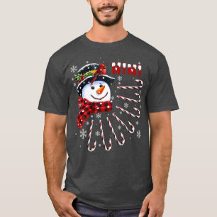 Womens Funny Mimi Christmas Snowman with Candy Can T-Shirt
