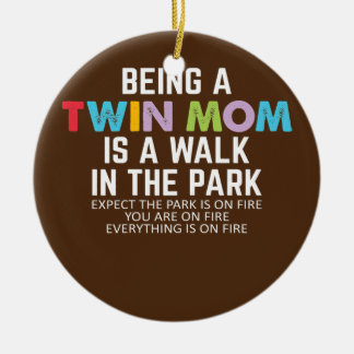 Womens Funny Mom Of Twins Saying Twin Mom Mothers Ceramic Tree Decoration