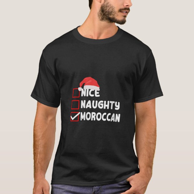 Womens Funny Moroccan Christmas Check List Morocco T-Shirt (Front)
