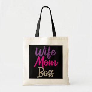 Womens Funny Mothers Day With Wife Mum Boss Tote Bag