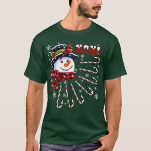 Womens Funny Nona Christmas Snowman with Candy Can T-Shirt