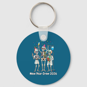Women's Funny Nurse Skeleton New Year Crew 2026 Er Key Ring