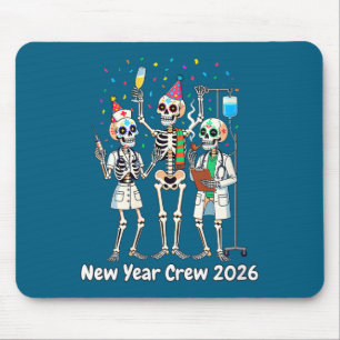 Women's Funny Nurse Skeleton New Year Crew 2026 Er Mouse Mat
