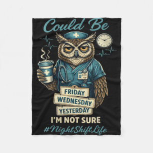 Women's funny nursing owl night shift life squad fleece blanket