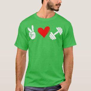 Womens Funny Peace Love Barbell Men Women Youth Gy T-Shirt