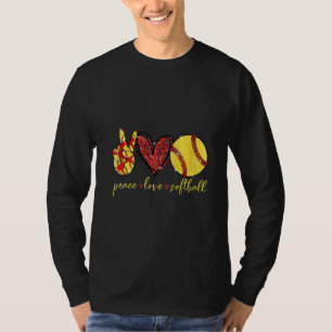 Womens Funny Peace Love Softball T-Shirt