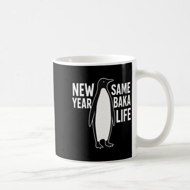 Womens Funny Penguin New Year Baka Life Anime Styl Coffee Mug (Right)