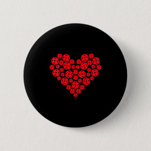 Womens funny pickleball love heart shape valentine 6 cm round badge
