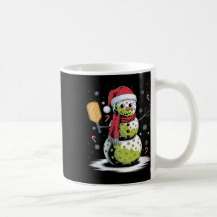 Womens Funny Pickleball Snowman Santa Hat Xmas Coo Coffee Mug
